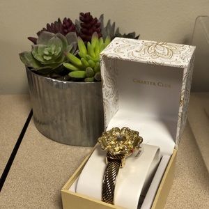 NWT CHARTER CLUB Women’s Goldtone Peekflower Cuffwatch